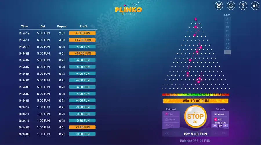 Plinko game